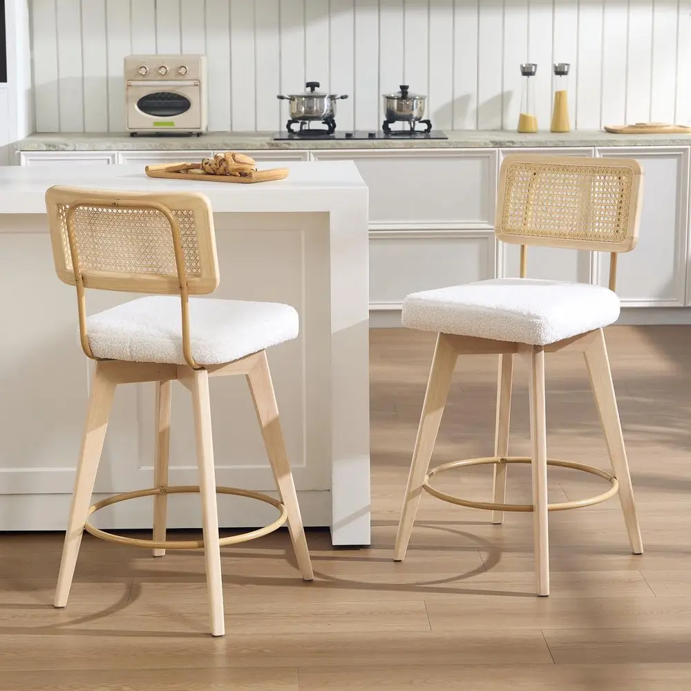Wood Counter Height Bar Stools Set of 4, French Striped Linen Bar Chairs with Thick Cushion and Ergonomic Backrest for Kitchen
Wood Counter Height Bar Stools Set of 4, French Striped Linen Bar Chairs with Thick Cushion and Ergonomic Backrest for Kitchen
