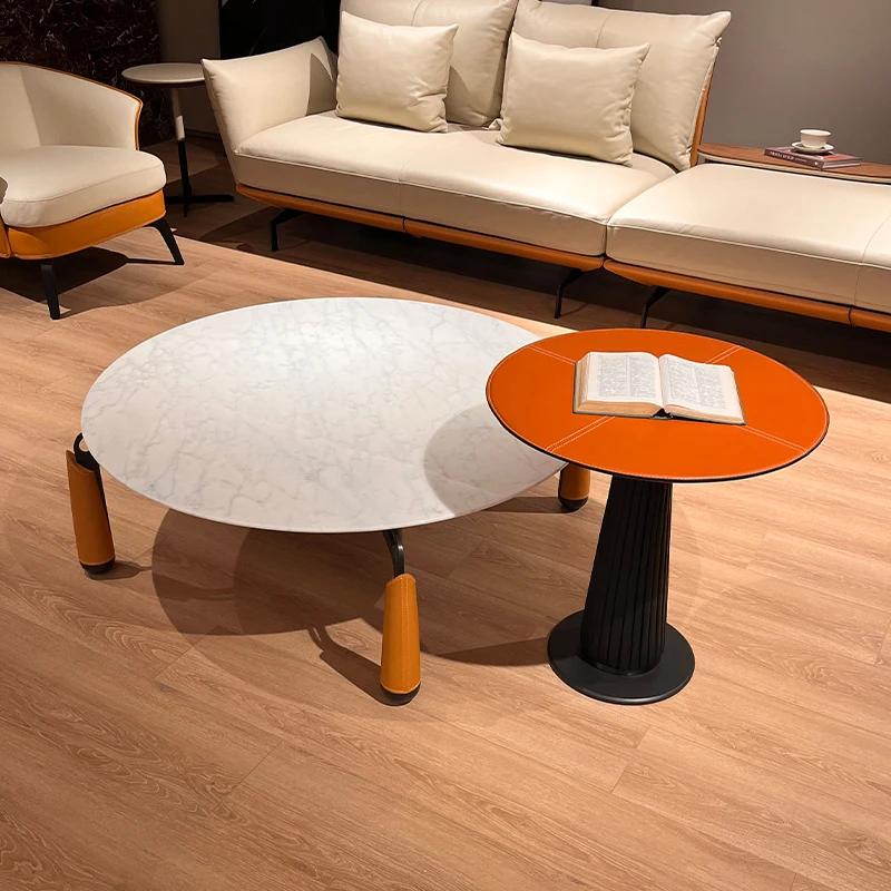 Minimalist marble coffee table, living room, light luxury, high-end saddle leather
Minimalist marble coffee table, living room, light luxury, high-end saddle leather