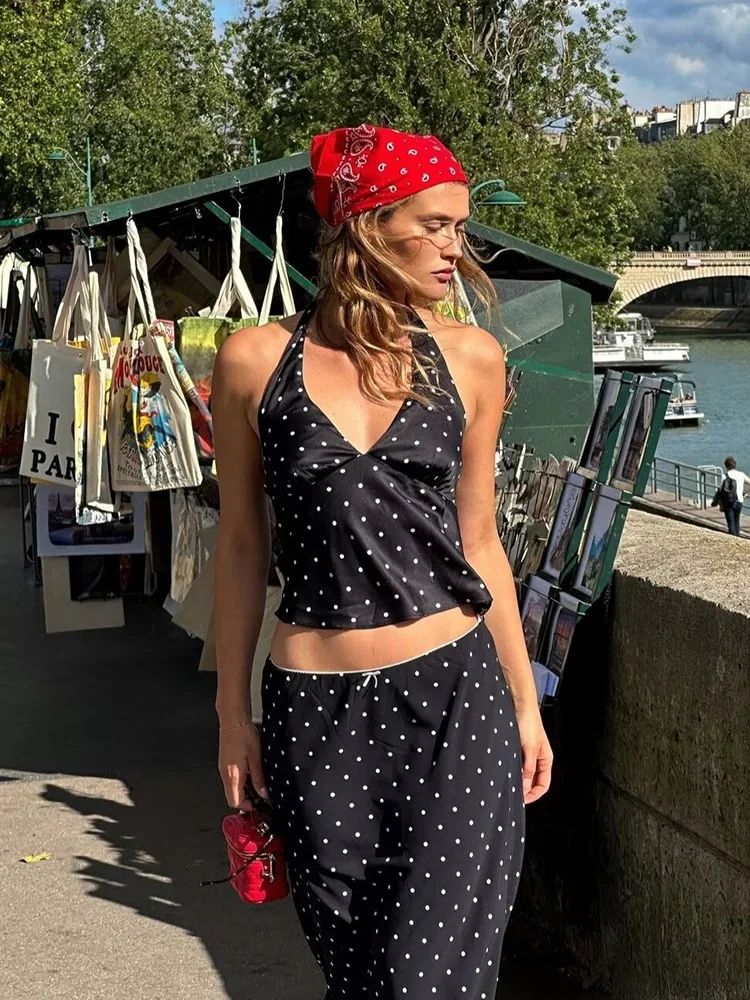Polka Dots Women Summer Skirt Set Outfits Vintage 2 Pcs Top+skirt Dress Set V Neck Halter Top Straight Skirt Beach Retro Suit
Polka Dots Women Summer Skirt Set Outfits Vintage 2 Pcs Top+skirt Dress Set V Neck Halter Top Straight Skirt Beach Retro Suit