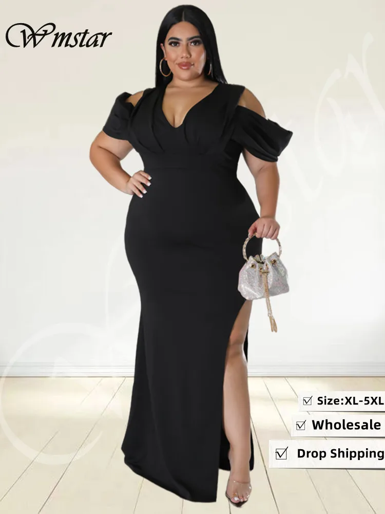 Wmstar Plus Size Party Dresses Women V Neck Short Sleeve Full Length Slip Hem Elegant Evening Maxi Dress Wholesale Dropshipping
Wmstar Plus Size Party Dresses Women V Neck Short Sleeve Full Length Slip Hem Elegant Evening Maxi Dress Wholesale Dropshipping