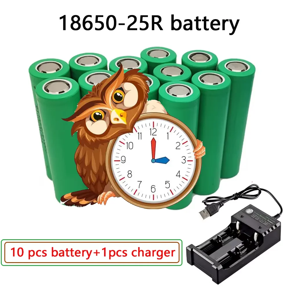 2500Mah 100% Original 18650 25R 3.7V 18650 Battery Lithium Rechargeable Batteries High Current Discharge 20A Power Cell
2500Mah 100% Original 18650 25R 3.7V 18650 Battery Lithium Rechargeable Batteries High Current Discharge 20A Power Cell