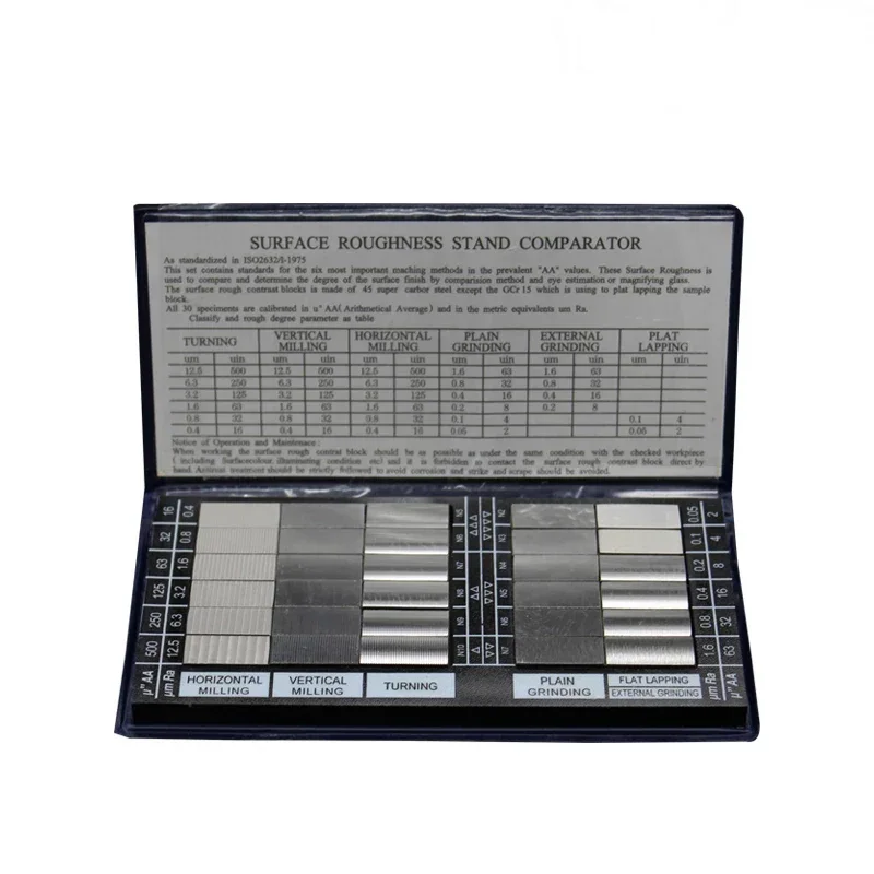 30 Piece/LOT Specimen Comparator&Roughness Comparator (30 pcs/set) of roughness tester
30 Piece/LOT Specimen Comparator&Roughness Comparator (30 pcs/set) of roughness tester