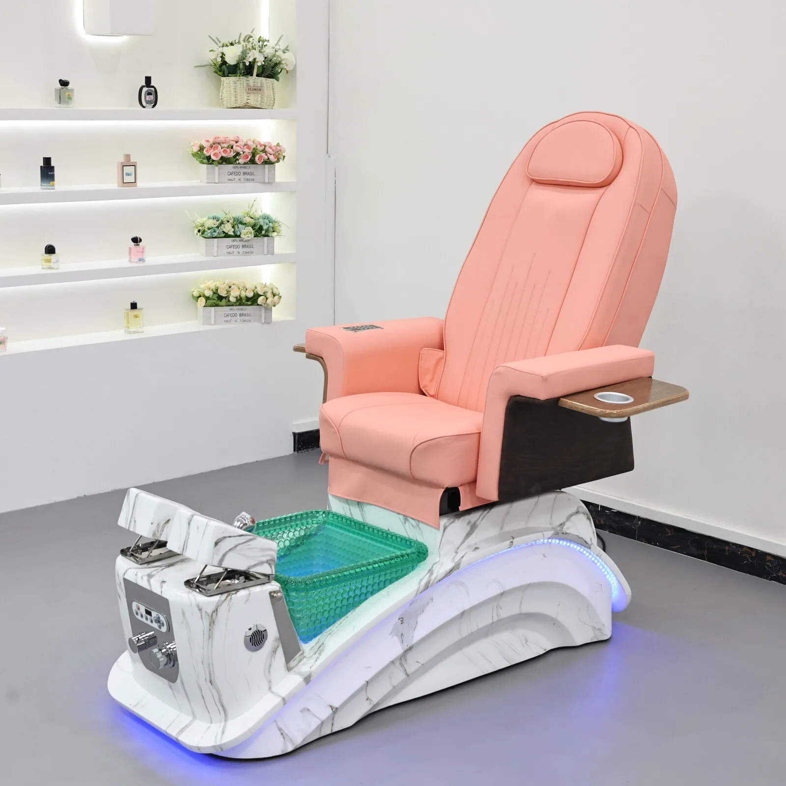Marble patterned foot massage chair, electric reclining foot massage bed, nail salon one-stop service equipment with LED lights
Marble patterned foot massage chair, electric reclining foot massage bed, nail salon one-stop service equipment with LED lights