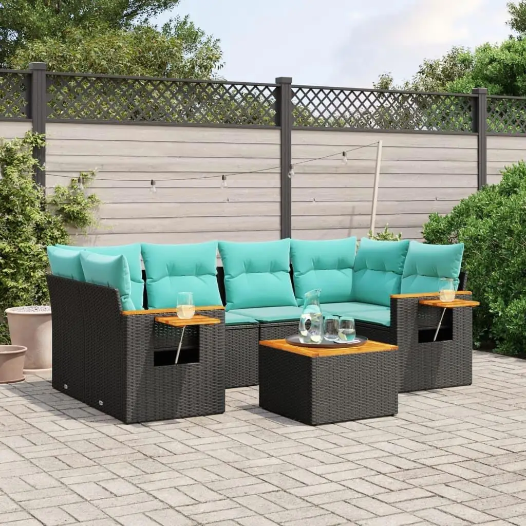 7 Piece Outdoor Patio Sofa Set Cushioned Black Rattan Furniture for Garden Backyard and Porch
7 Piece Outdoor Patio Sofa Set Cushioned Black Rattan Furniture for Garden Backyard and Porch