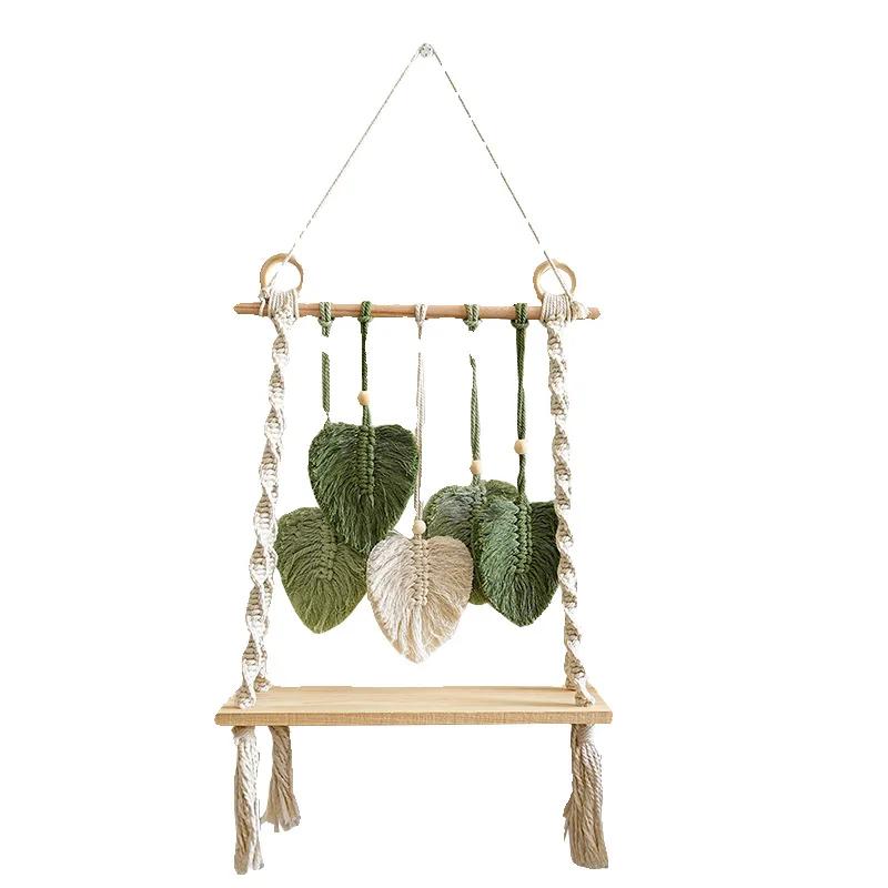 Green leaf woven tapestry shelf wall decoration pendant Nordic style pendant porch storage wall hanging
Green leaf woven tapestry shelf wall decoration pendant Nordic style pendant porch storage wall hanging