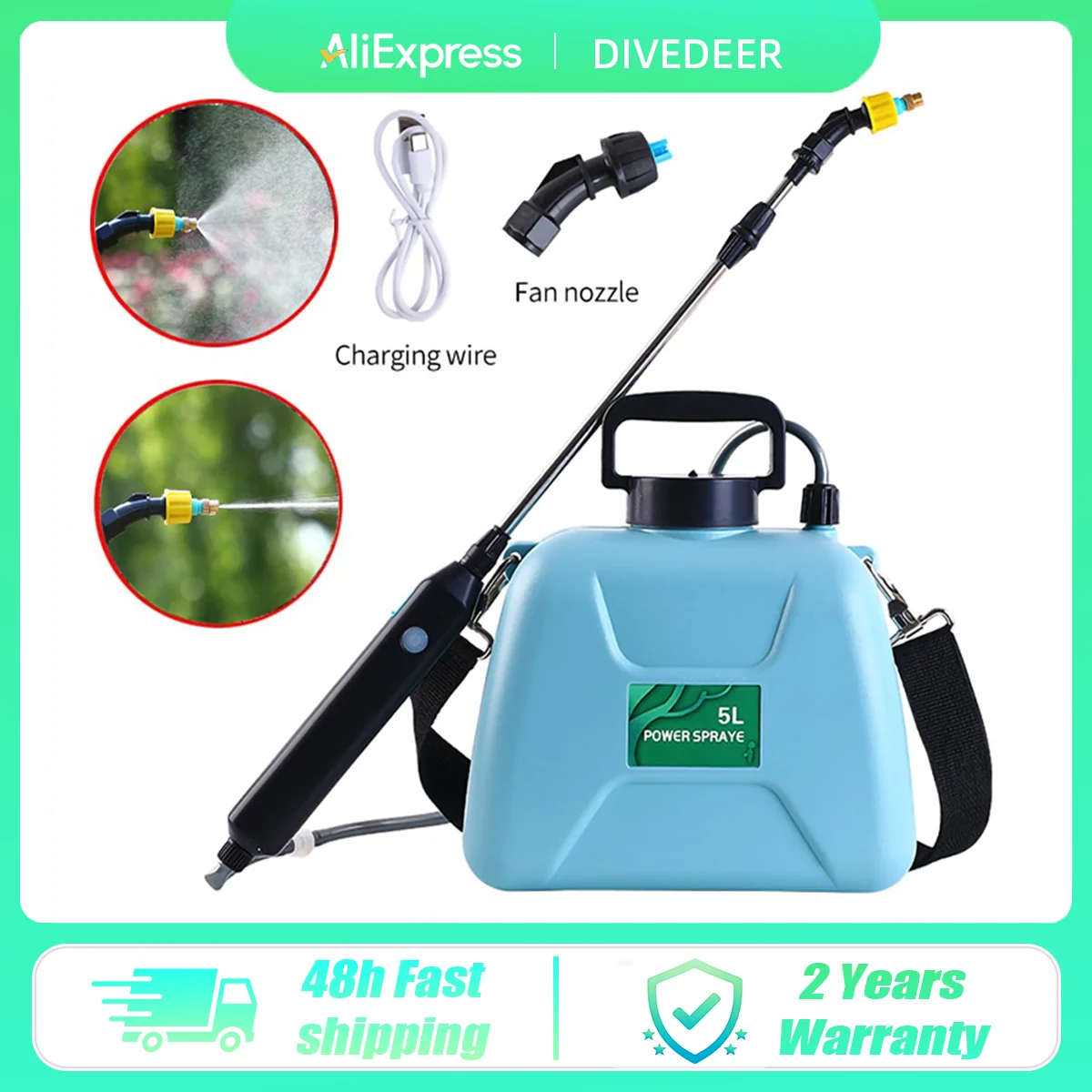 DIVEDEER 5-Liter Portable Multi-Function High-Pressure Electric Sprayer for Disinfection Ideal for Farms and Orchards
DIVEDEER 5-Liter Portable Multi-Function High-Pressure Electric Sprayer for Disinfection Ideal for Farms and Orchards