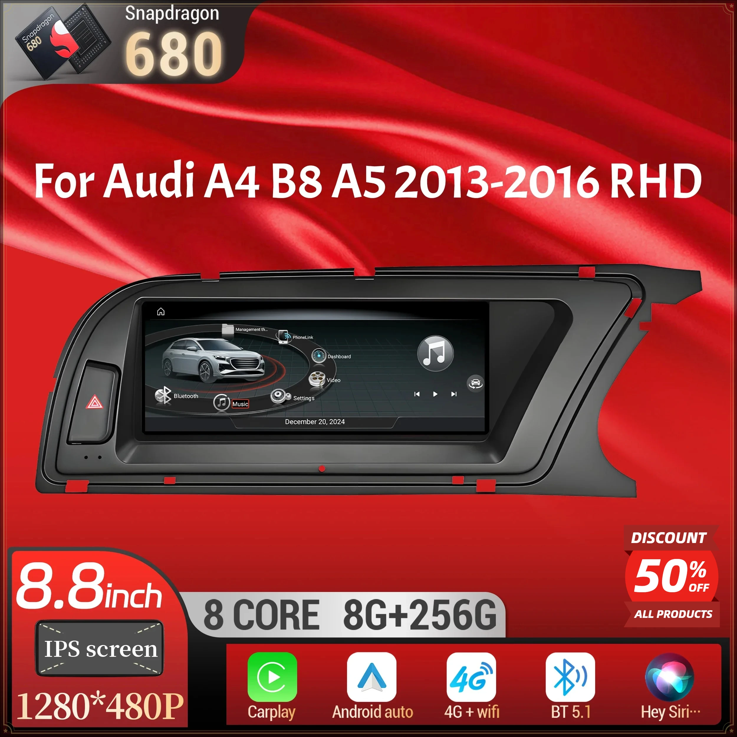 8.8 inch For Audi A4 B8 A5 2013-2016 Right Hand Drive Android 14 Car Radio Wireless Carplay Qualcomm Snapdragon 680 Touch Screen
8.8 inch For Audi A4 B8 A5 2013-2016 Right Hand Drive Android 14 Car Radio Wireless Carplay Qualcomm Snapdragon 680 Touch Screen