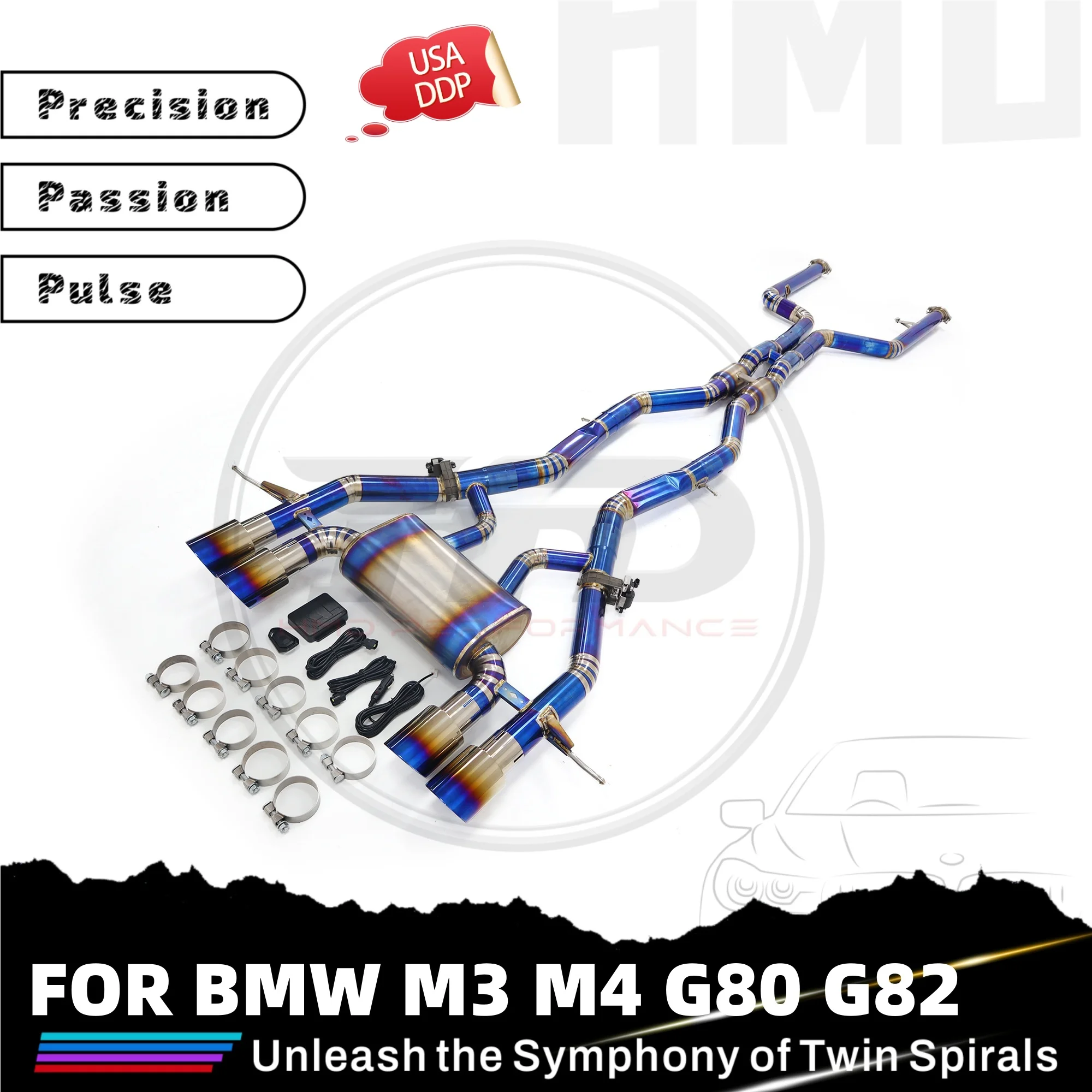 HMD Hot Sales TC4 Catback for BMW M3 M4 G80 G82 Electronic Valves Exhaust Grilled Blue Tips Double-tube Standard Style
HMD Hot Sales TC4 Catback for BMW M3 M4 G80 G82 Electronic Valves Exhaust Grilled Blue Tips Double-tube Standard Style