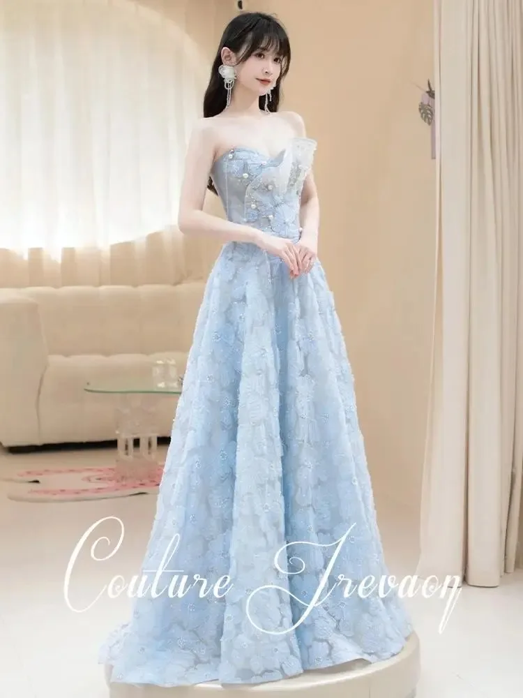 Blue Celebrity Dresses Floral A-line Applique Strapless Pearls Sweetheart Fairy Long Quinceanera Graduation Party Prom Gowns
Blue Celebrity Dresses Floral A-line Applique Strapless Pearls Sweetheart Fairy Long Quinceanera Graduation Party Prom Gowns