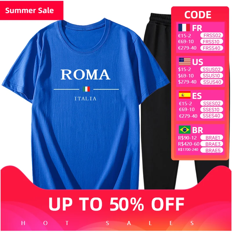 Мужской спортивный костюм, модная уличная одежда, футболки с принтом Roma City + спортивные штаны, комплекты высокого качества, повседневный спортивный летний женский спортивный костюм
Мужской спортивный костюм, модная уличная одежда, футболки с принтом Roma City + спортивные штаны, комплекты высокого качества, повседневный спортивный летний женский спортивный костюм