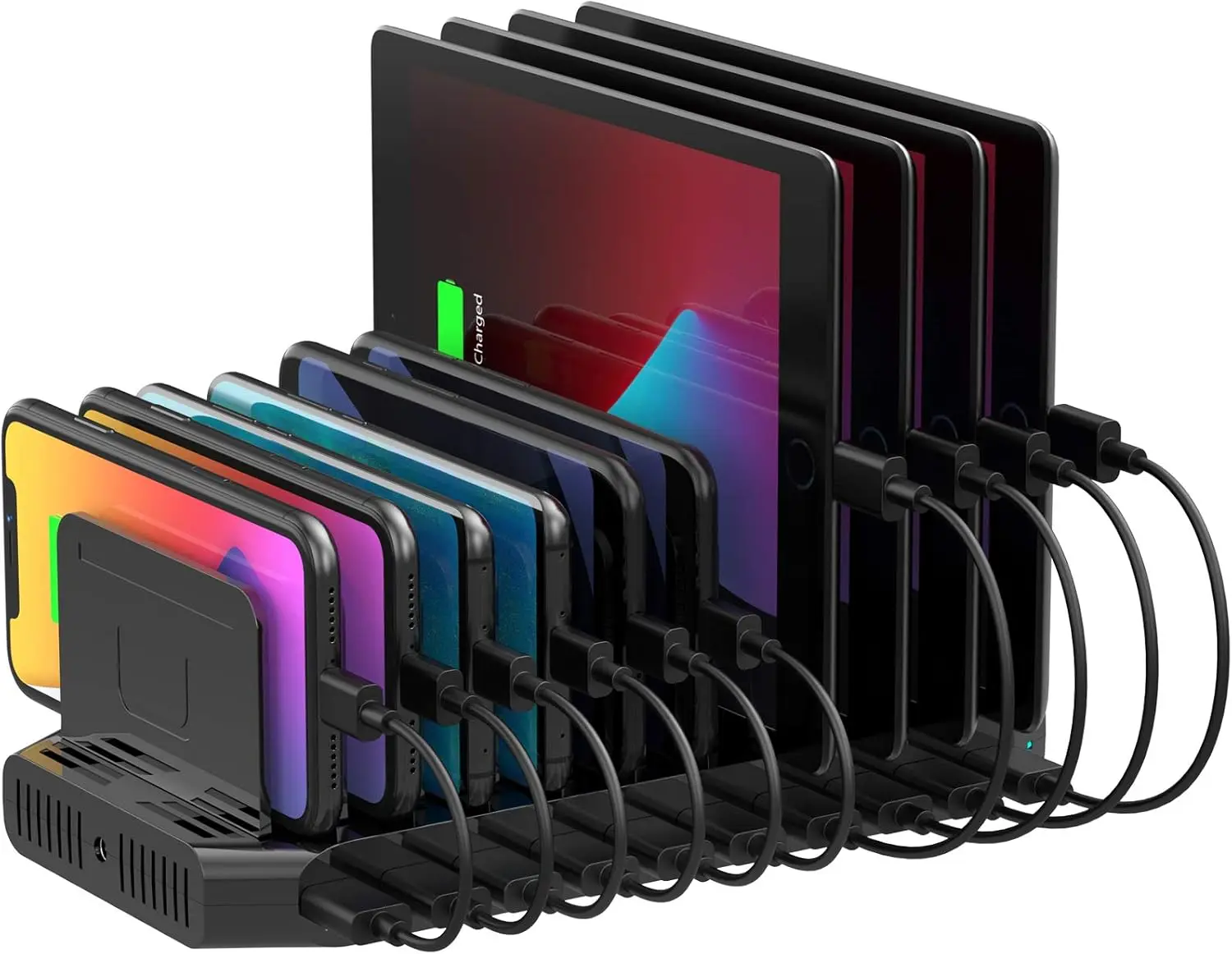 10-Port USB Charging Station with Adjustable Dividers, Fast Charge for Multiple Devices
10-Port USB Charging Station with Adjustable Dividers, Fast Charge for Multiple Devices