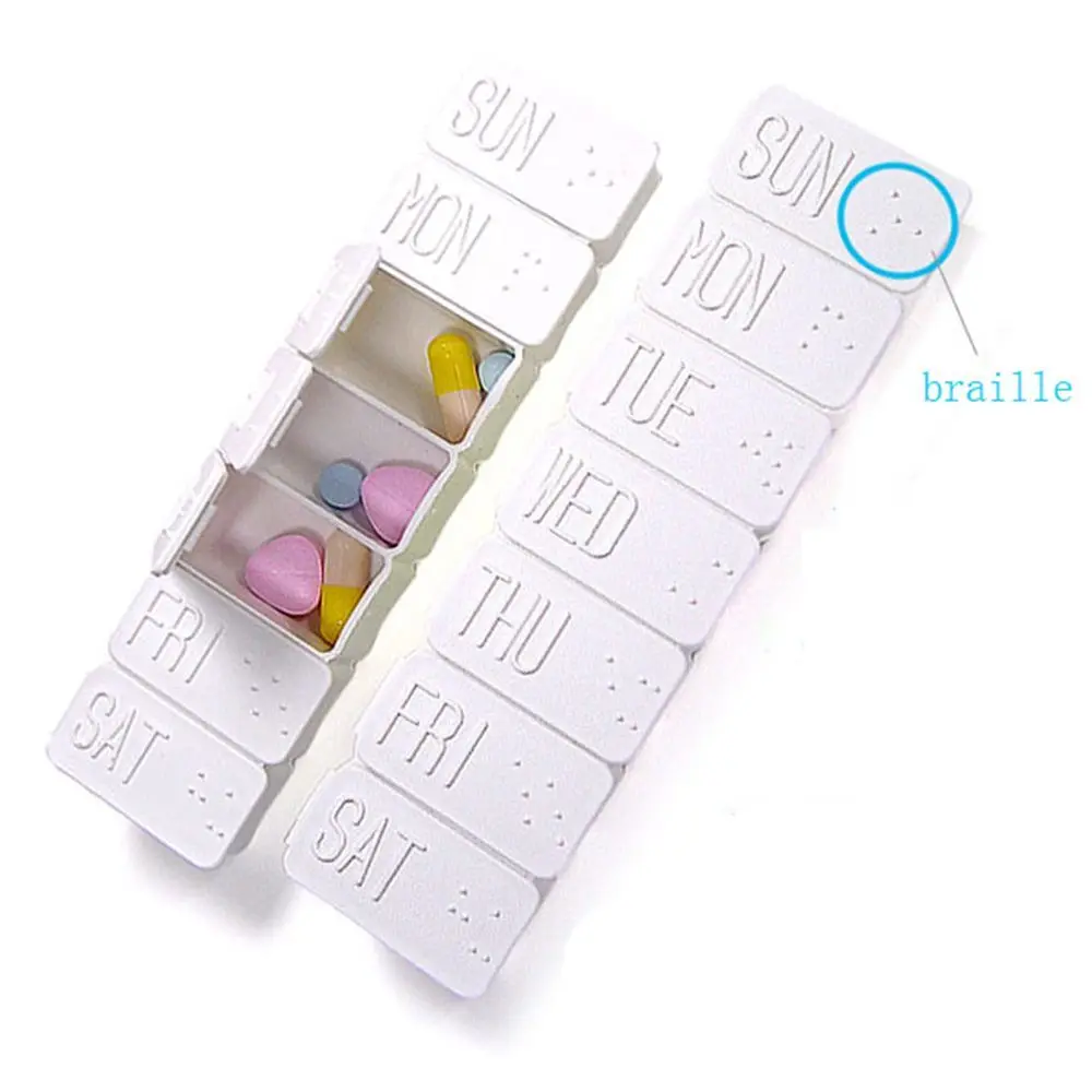 Convenient Medication Organizer Braille Tablet Case Container Organizer 7 Day Weekly Medicine Pill Storage Box Pill Case
Convenient Medication Organizer Braille Tablet Case Container Organizer 7 Day Weekly Medicine Pill Storage Box Pill Case