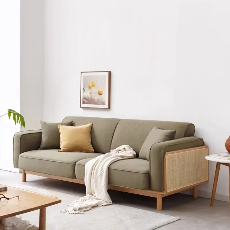 Vine woven sofa combination, Nordic three person fabric art, simple and modern living room, solid wood mesh red
Vine woven sofa combination, Nordic three person fabric art, simple and modern living room, solid wood mesh red