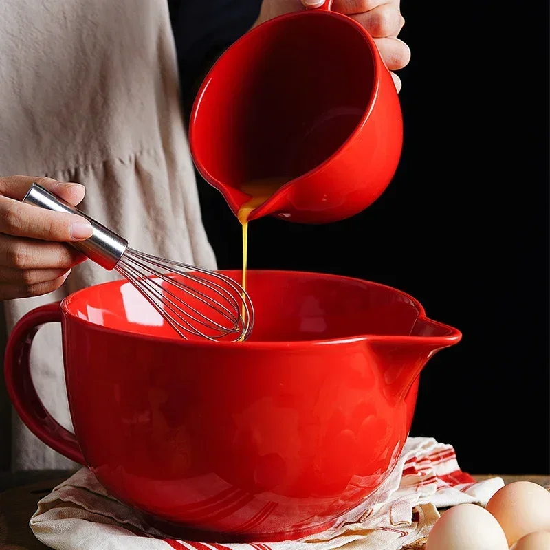 Red Ceramic Mixing Bowl, Measuring Cup, Egg Bowl, Large Tip, Home Baking Set
Red Ceramic Mixing Bowl, Measuring Cup, Egg Bowl, Large Tip, Home Baking Set