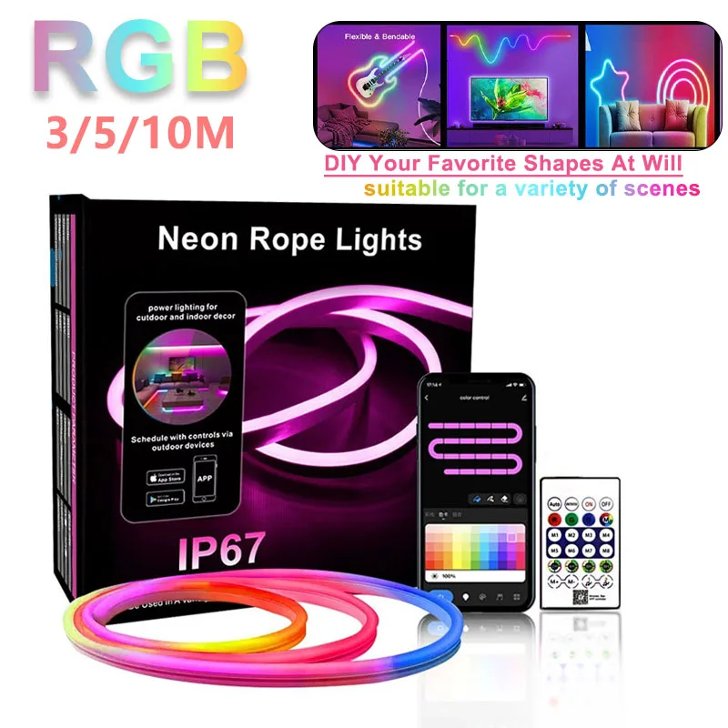 Светодиодные неоновые RGBIC Lights 3/5/10M Силиконовая неоновая световая лента Bluetooth Гибкая IP67 Водонепроницаемая синхронизация музыки DIY Дизайн Световой декор
Светодиодные неоновые RGBIC Lights 3/5/10M Силиконовая неоновая световая лента Bluetooth Гибкая IP67 Водонепроницаемая синхронизация музыки DIY Дизайн Световой декор