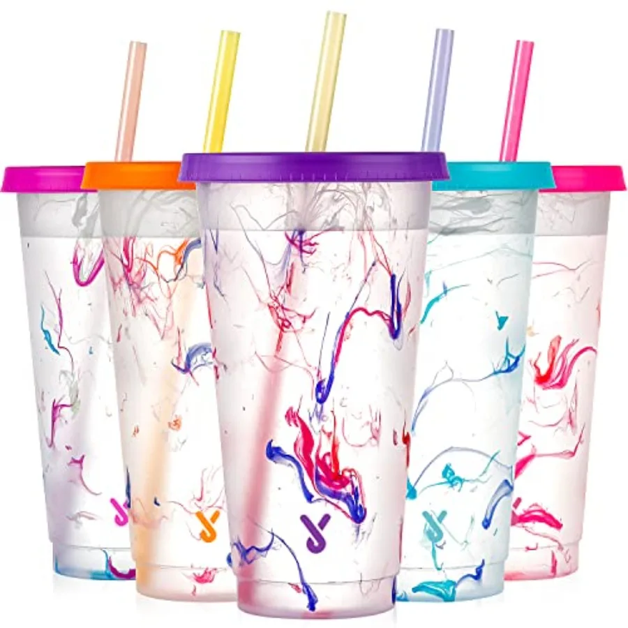 Color Changing Cold Cups with Lids and Straws - 5 Pack 24 oz Plastic Cute Tumblers Bulk, Reusable for Women Party, Iced Coffee
Color Changing Cold Cups with Lids and Straws - 5 Pack 24 oz Plastic Cute Tumblers Bulk, Reusable for Women Party, Iced Coffee
