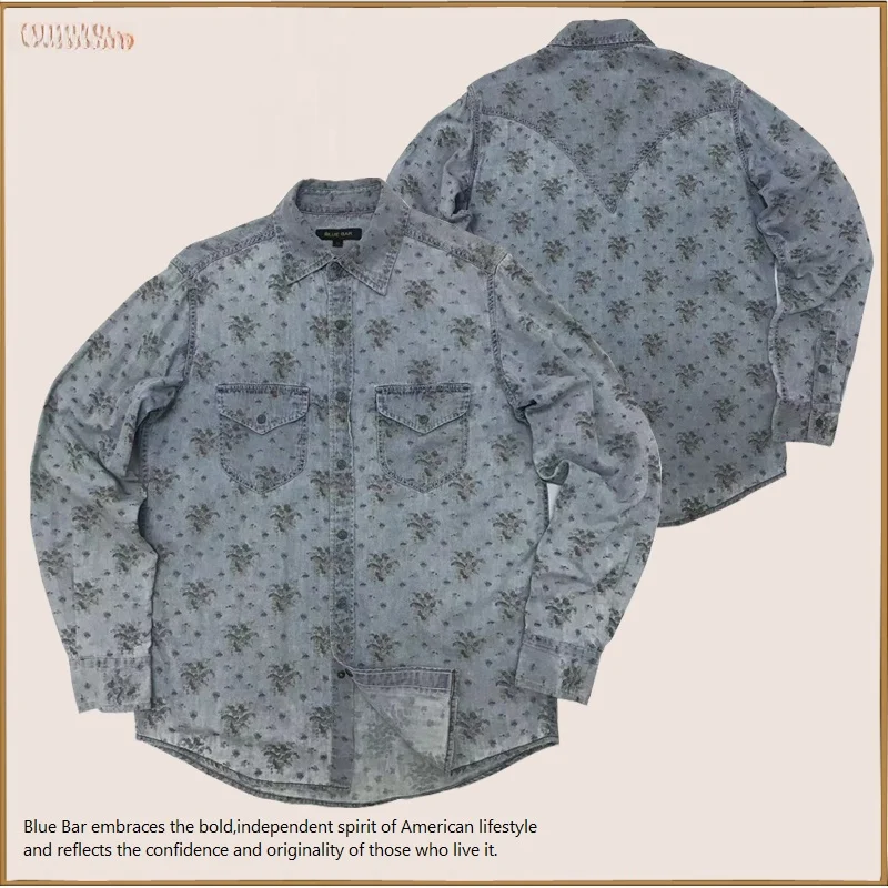 Мужская джинсовая рубашка в американском винтажном стиле с принтом, приталенного кроя, с длинным рукавом и острым воротником, для весны, лета и осени
Мужская джинсовая рубашка в американском винтажном стиле с принтом, приталенного кроя, с длинным рукавом и острым воротником, для весны, лета и осени