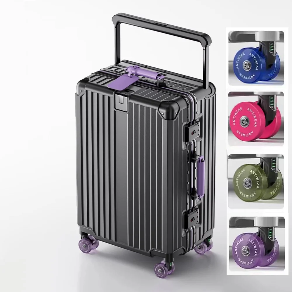 Aluminum Frame Wide Handlebar Rolling Luggage Large Capacity Trolley Suitcase with Colorful Silent Spinner Wheels TSA Lock 
Aluminum Frame Wide Handlebar Rolling Luggage Large Capacity Trolley Suitcase with Colorful Silent Spinner Wheels TSA Lock
