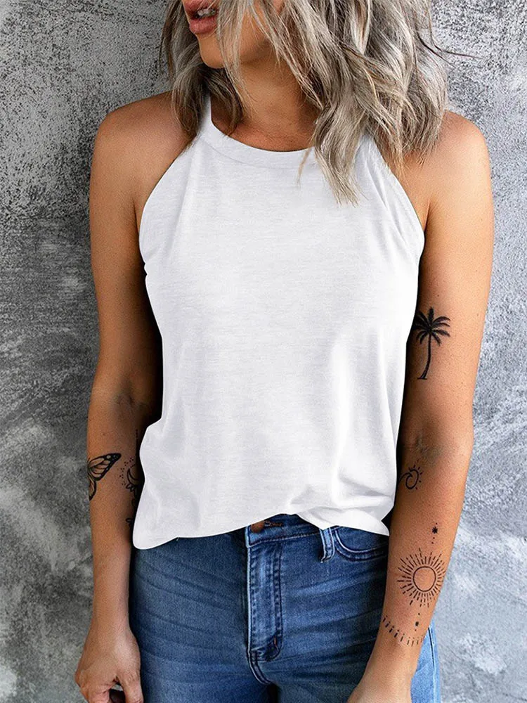 Women's Summer Sleeveless Halter Tee Shirts Crew Neck Workout Tank Tops Casual Plain Cami Shirts
Women's Summer Sleeveless Halter Tee Shirts Crew Neck Workout Tank Tops Casual Plain Cami Shirts