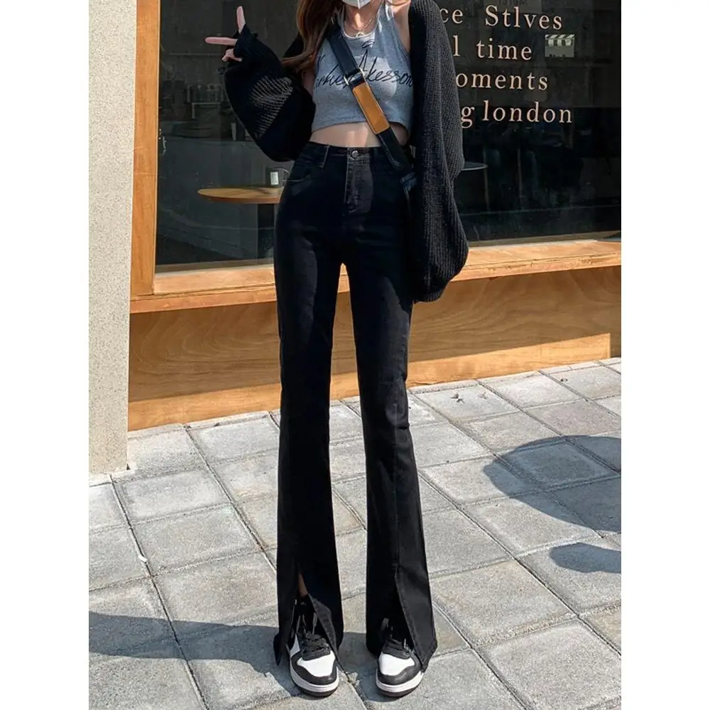 High Waist Black Slit Jeans Women's Spring Summer New Style Slimming Small Size Micro Flared Pants Casual Cotton Polyester
High Waist Black Slit Jeans Women's Spring Summer New Style Slimming Small Size Micro Flared Pants Casual Cotton Polyester