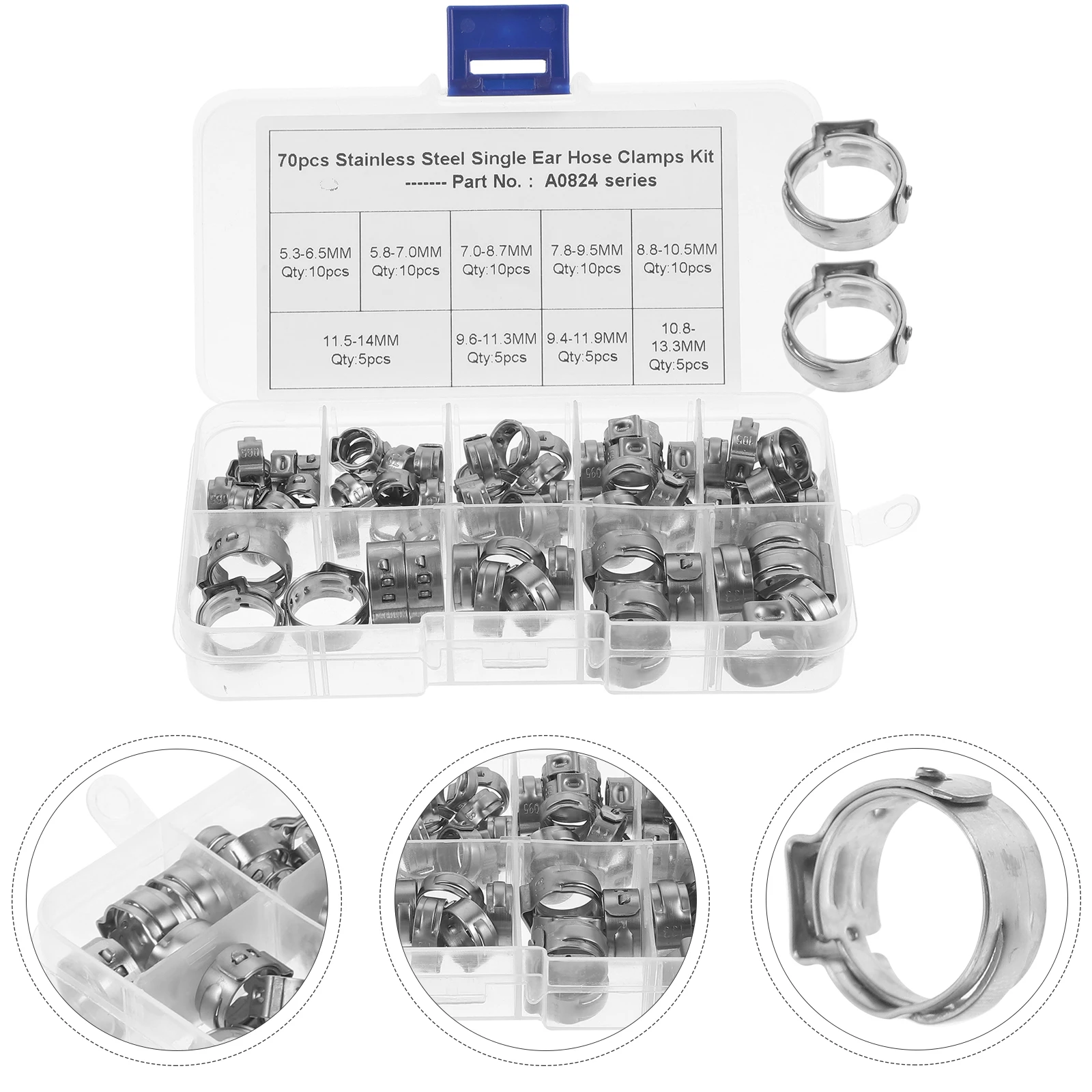 70 шт. хомутов из нержавеющей стали, обжимных колец для трубок, сверхмощных зажимов для топливных шлангов, вакуумных шлангов, садовых шлангов, PEX-труб
70 шт. хомутов из нержавеющей стали, обжимных колец для трубок, сверхмощных зажимов для топливных шлангов, вакуумных шлангов, садовых шлангов, PEX-труб