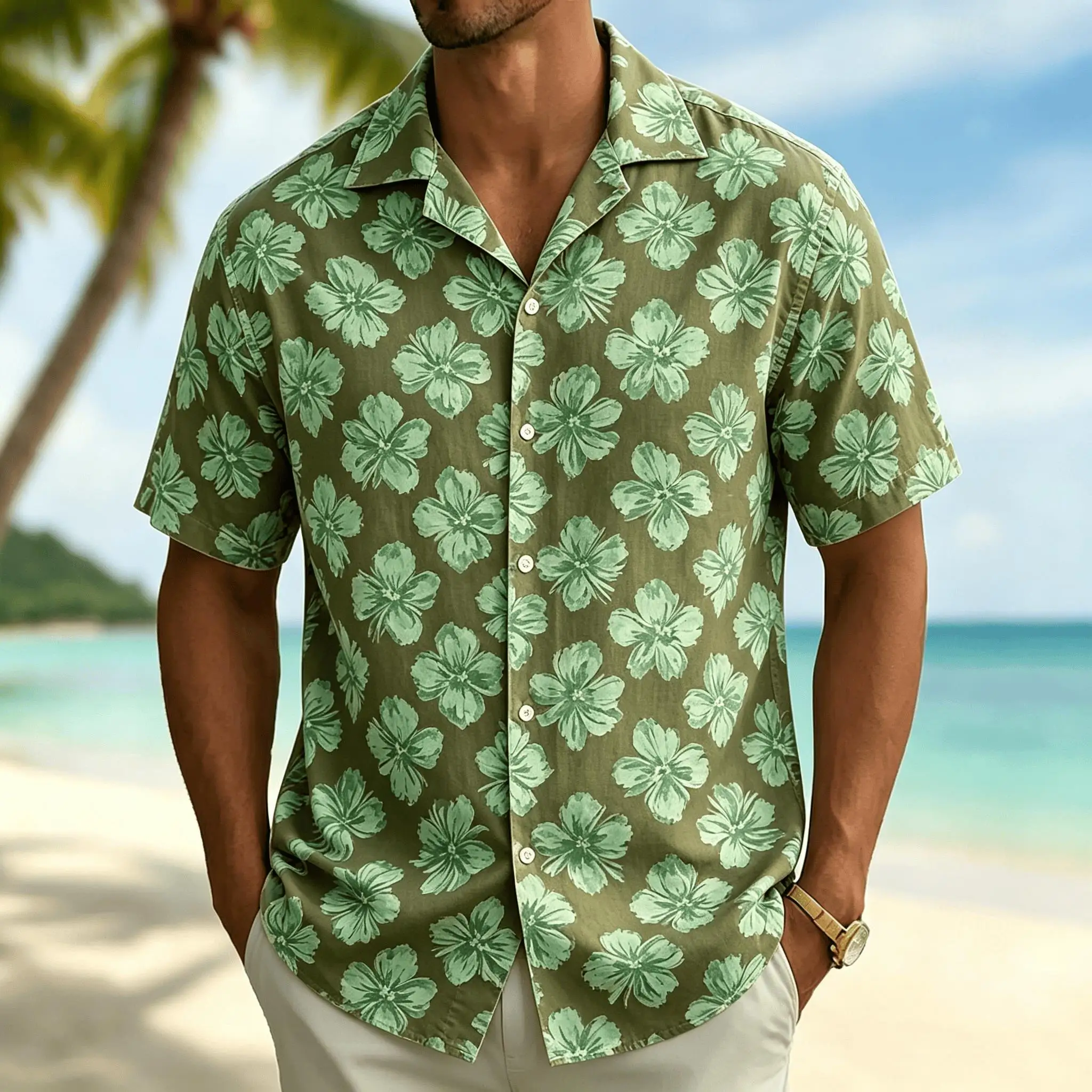 Men's Hibiscus Flower Print Short Sleeve Shirt, Casual Hawaiian Button Down Top, Tropical Beach Style for Spring Summer
Men's Hibiscus Flower Print Short Sleeve Shirt, Casual Hawaiian Button Down Top, Tropical Beach Style for Spring Summer