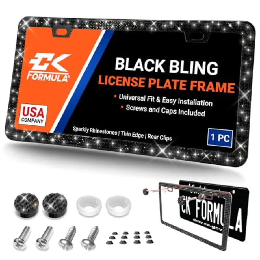 Bling License Plate Frame for Women - 1 Piece, Sparkly Diamond Car Accessories with 800 Rhinestones, Street-Legal, Rust-Free, R
Bling License Plate Frame for Women - 1 Piece, Sparkly Diamond Car Accessories with 800 Rhinestones, Street-Legal, Rust-Free, R