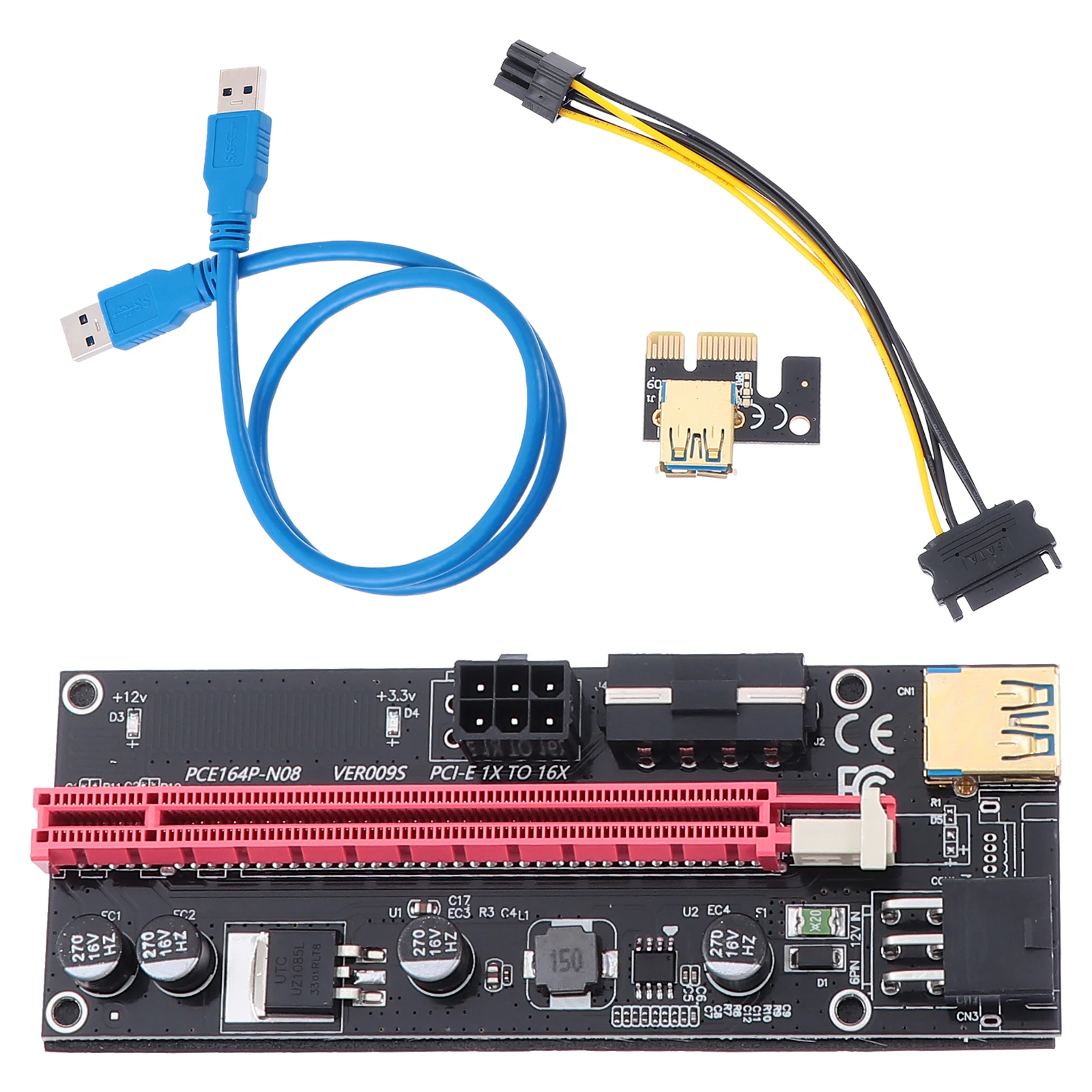 PCIE Riser Card 1X to 16X Graphics Adapter Dual 6Pin Black Capacitors - Power Stable Safe Extension Cable Computer Hardware
PCIE Riser Card 1X to 16X Graphics Adapter Dual 6Pin Black Capacitors - Power Stable Safe Extension Cable Computer Hardware