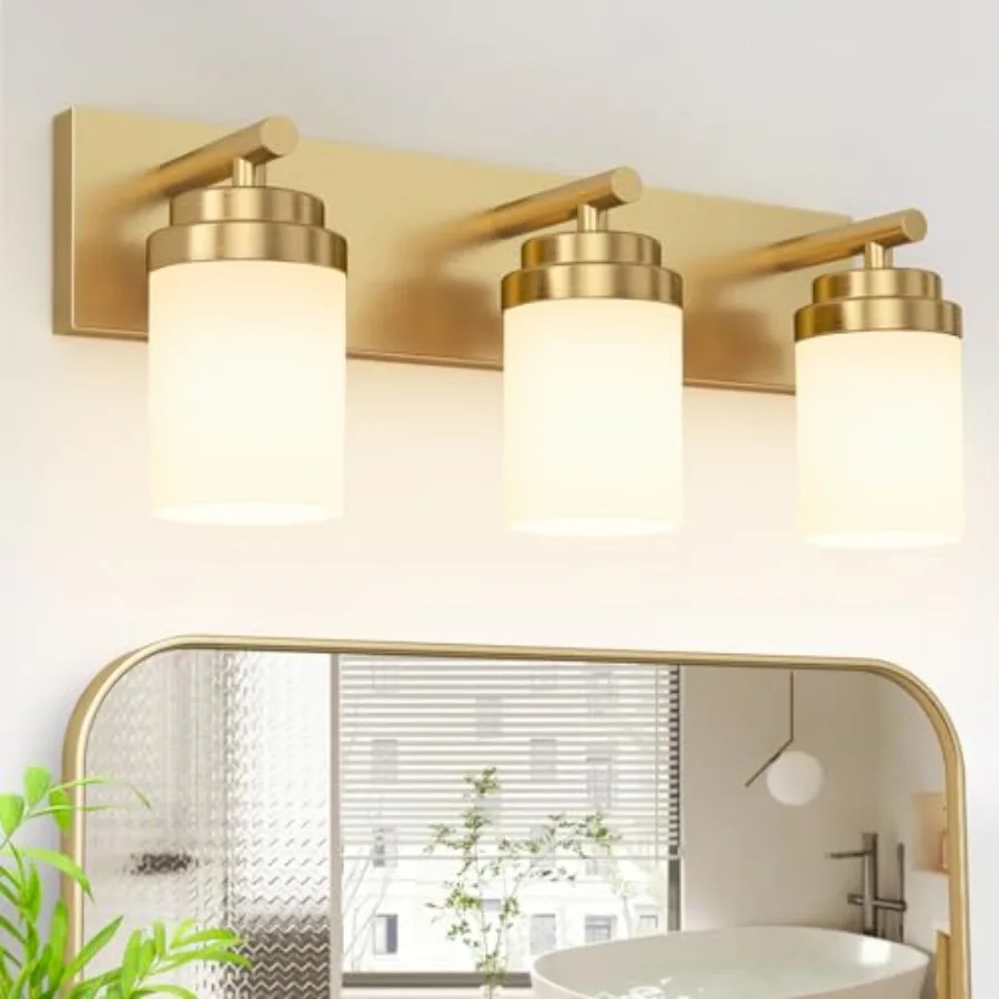 Bathroom Vanity Light Fixture, 22 Inch Gold Bathroom Light Fixtures Over Mirror, with White Glass Shade, Modern Farmhouse Vanit
Bathroom Vanity Light Fixture, 22 Inch Gold Bathroom Light Fixtures Over Mirror, with White Glass Shade, Modern Farmhouse Vanit