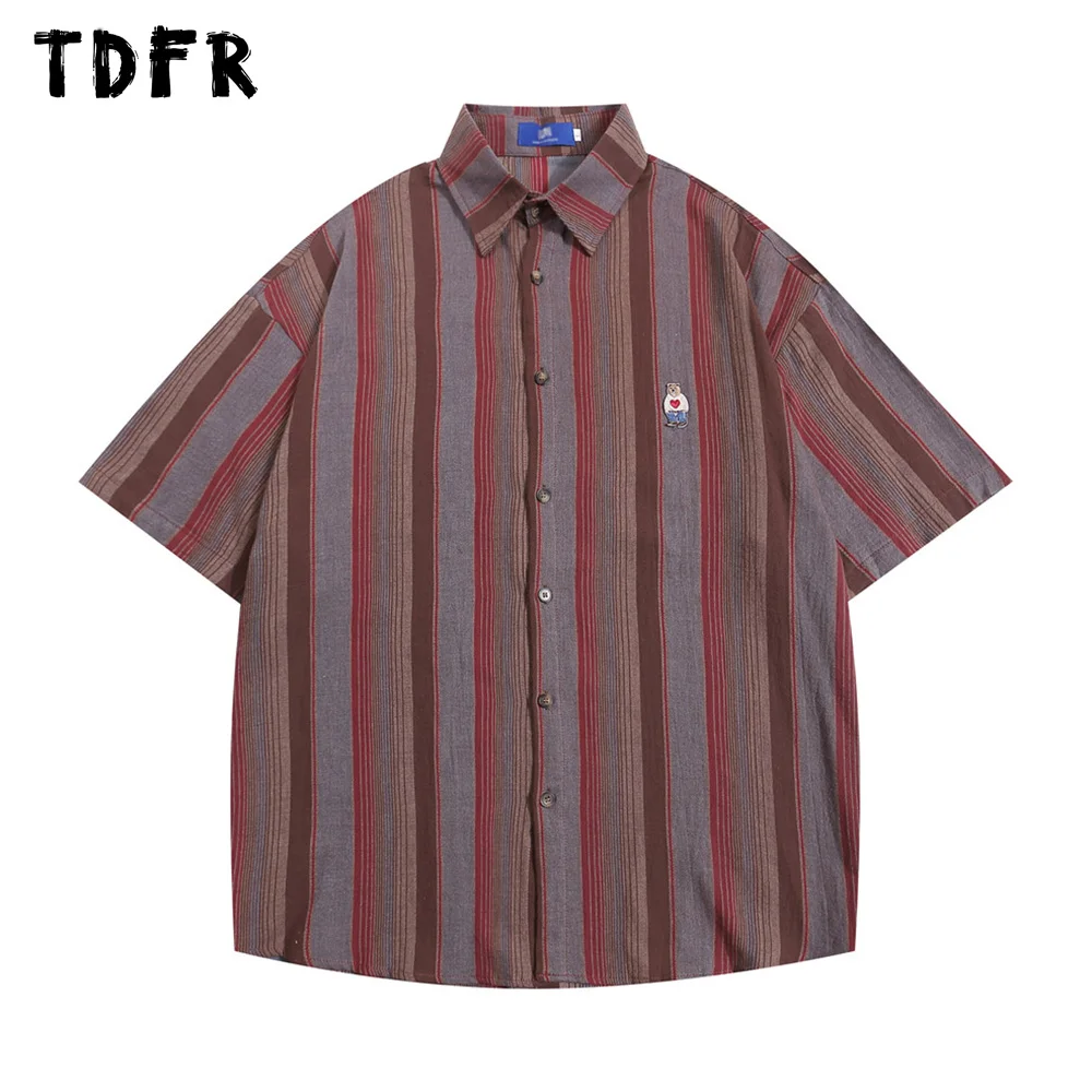 Retro Vertical Stripes Short Sleeve Shirts Mens Summer Casual Streetwear Half-Sleeve Single Breasted Lapel Shirts Men
Retro Vertical Stripes Short Sleeve Shirts Mens Summer Casual Streetwear Half-Sleeve Single Breasted Lapel Shirts Men