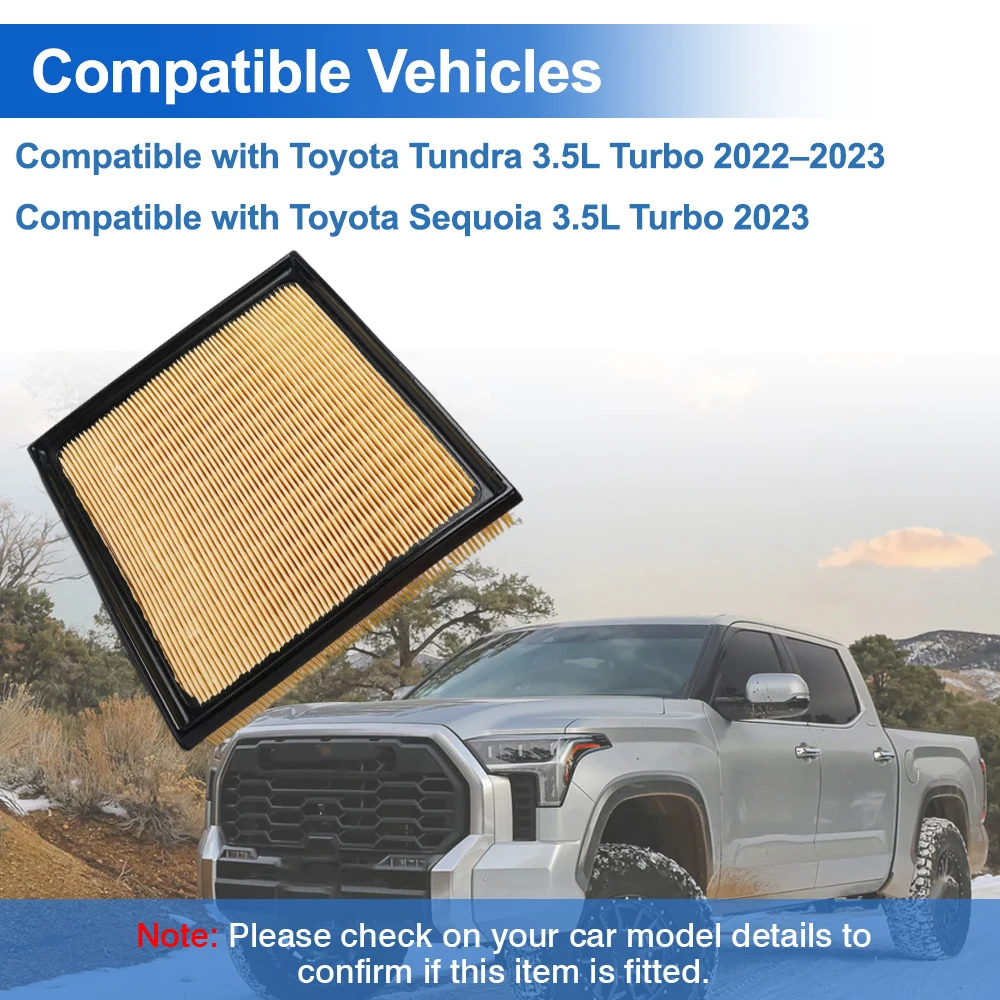 Engine Air Filter Replacement accessories For Toyota Sequoia Tundra 3.5L Turbo 2022 2023 17801-F4010 CA12963 SA50165 AF9232
Engine Air Filter Replacement accessories For Toyota Sequoia Tundra 3.5L Turbo 2022 2023 17801-F4010 CA12963 SA50165 AF9232