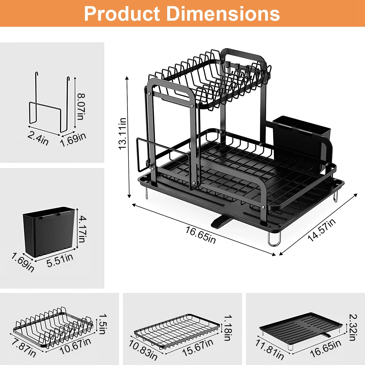 2-Tier 16.65x14.57x13.11in Dish Drying Rack for Kitchen Dish Rack with Drainboard Detachable Kitchen Drainer Organizer Set with
2-Tier 16.65x14.57x13.11in Dish Drying Rack for Kitchen Dish Rack with Drainboard Detachable Kitchen Drainer Organizer Set with