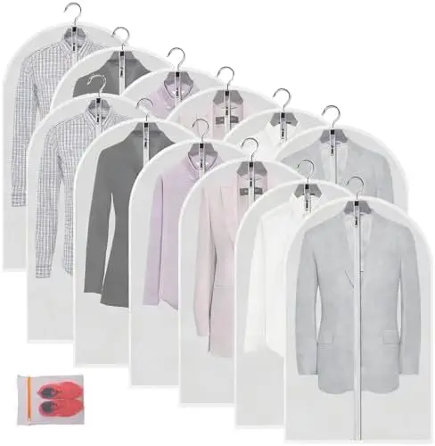 Garment Bags 12 Pack - 24x40 PEVA Suit & Dress Covers with Full Zipper
Garment Bags 12 Pack - 24x40 PEVA Suit & Dress Covers with Full Zipper