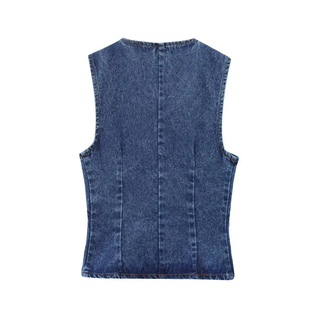 Women's Spring Summer Fashion Denim Vest And Trousers Suit European American Style round Neck Slant Lapel Topwear
Women's Spring Summer Fashion Denim Vest And Trousers Suit European American Style round Neck Slant Lapel Topwear