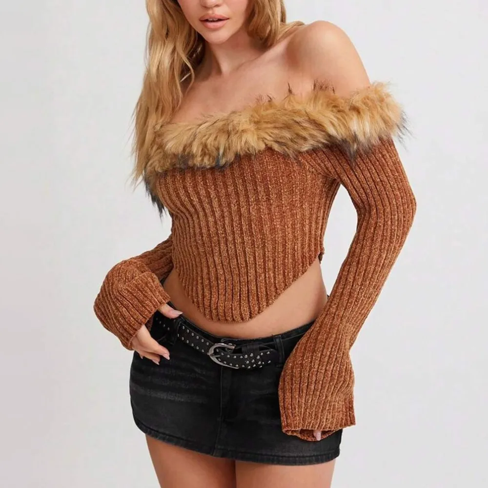 Sexy Hot Girl Off Shoulder Knitted Sweater Autumn and Winter Women Fashion Desire Style Y2K Slim Fit Elastic Warm Knitted Top
Sexy Hot Girl Off Shoulder Knitted Sweater Autumn and Winter Women Fashion Desire Style Y2K Slim Fit Elastic Warm Knitted Top