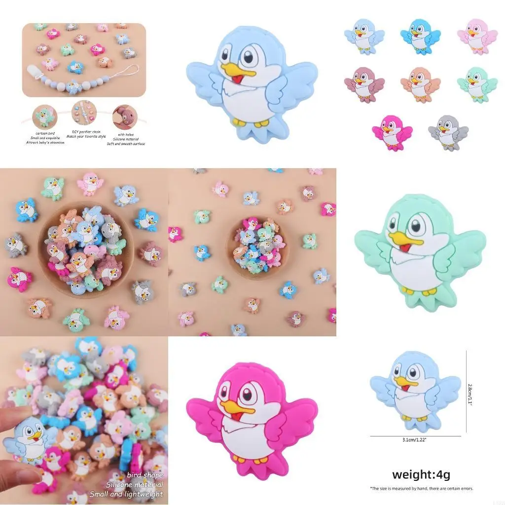 Cartoon Bird Silicone Teether Beads 3pcs/set Teething Chewing Bead Molar L8RB
Cartoon Bird Silicone Teether Beads 3pcs/set Teething Chewing Bead Molar L8RB