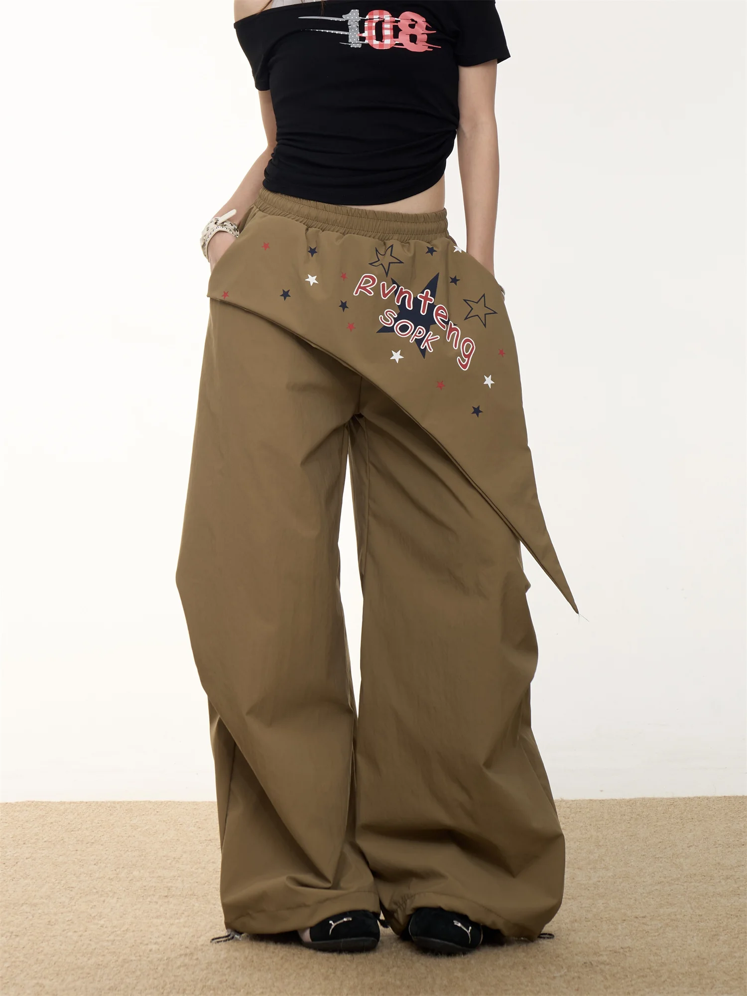 American Retro Print Wide Leg Pants Women Loose Lazy Folded Jazz Dance Casual Paratrooper Workwear Trousers Straight Cut
American Retro Print Wide Leg Pants Women Loose Lazy Folded Jazz Dance Casual Paratrooper Workwear Trousers Straight Cut