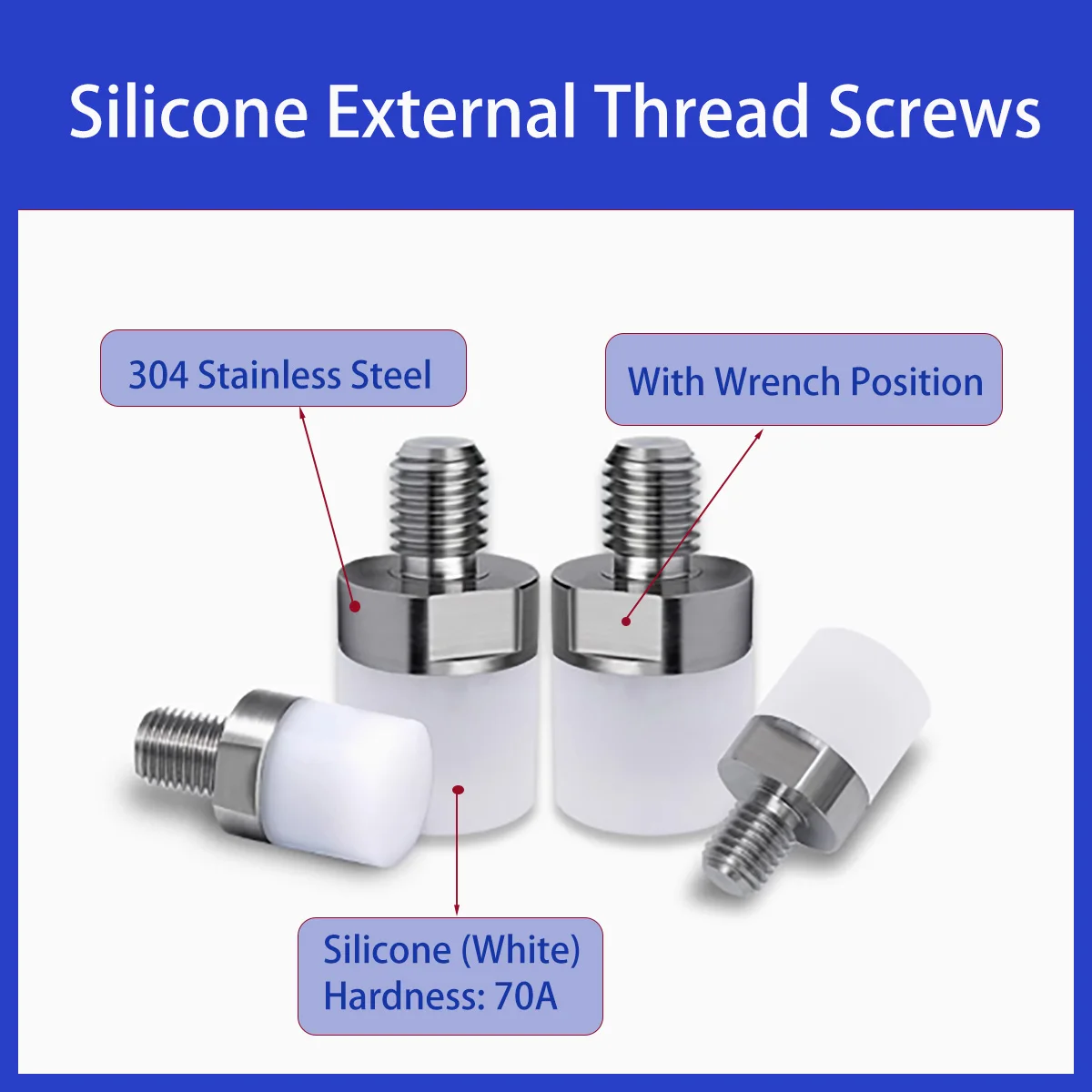304 Stainless Steel External Thread Silicone-Coated Screws/Shock Absorption Block / Wrench Positions
304 Stainless Steel External Thread Silicone-Coated Screws/Shock Absorption Block / Wrench Positions