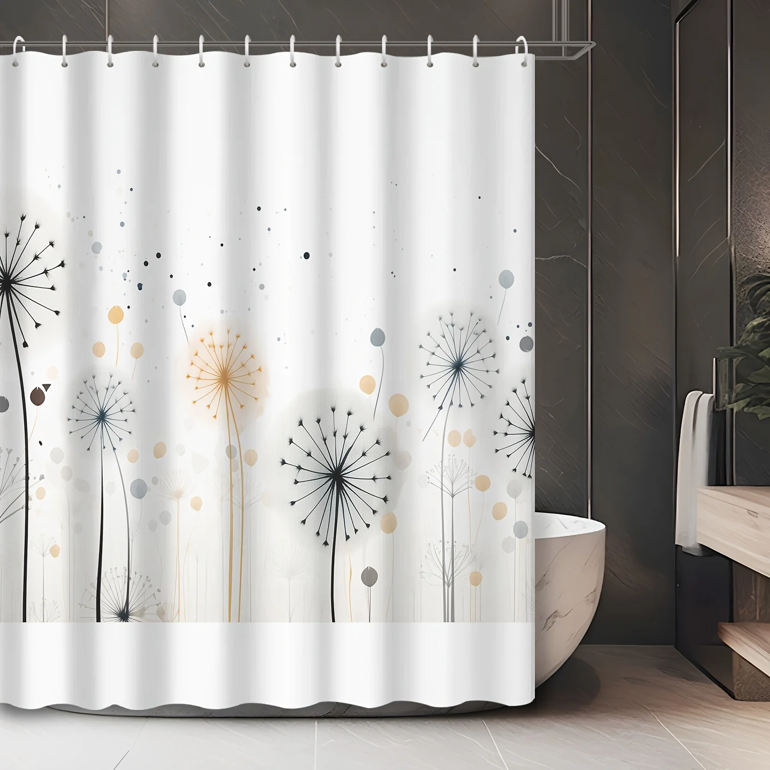 1pc Modern Art Lines Dandelion Flower Bathroom, 12 Hooks Shower Curtain, Bathroom Accessories
1pc Modern Art Lines Dandelion Flower Bathroom, 12 Hooks Shower Curtain, Bathroom Accessories