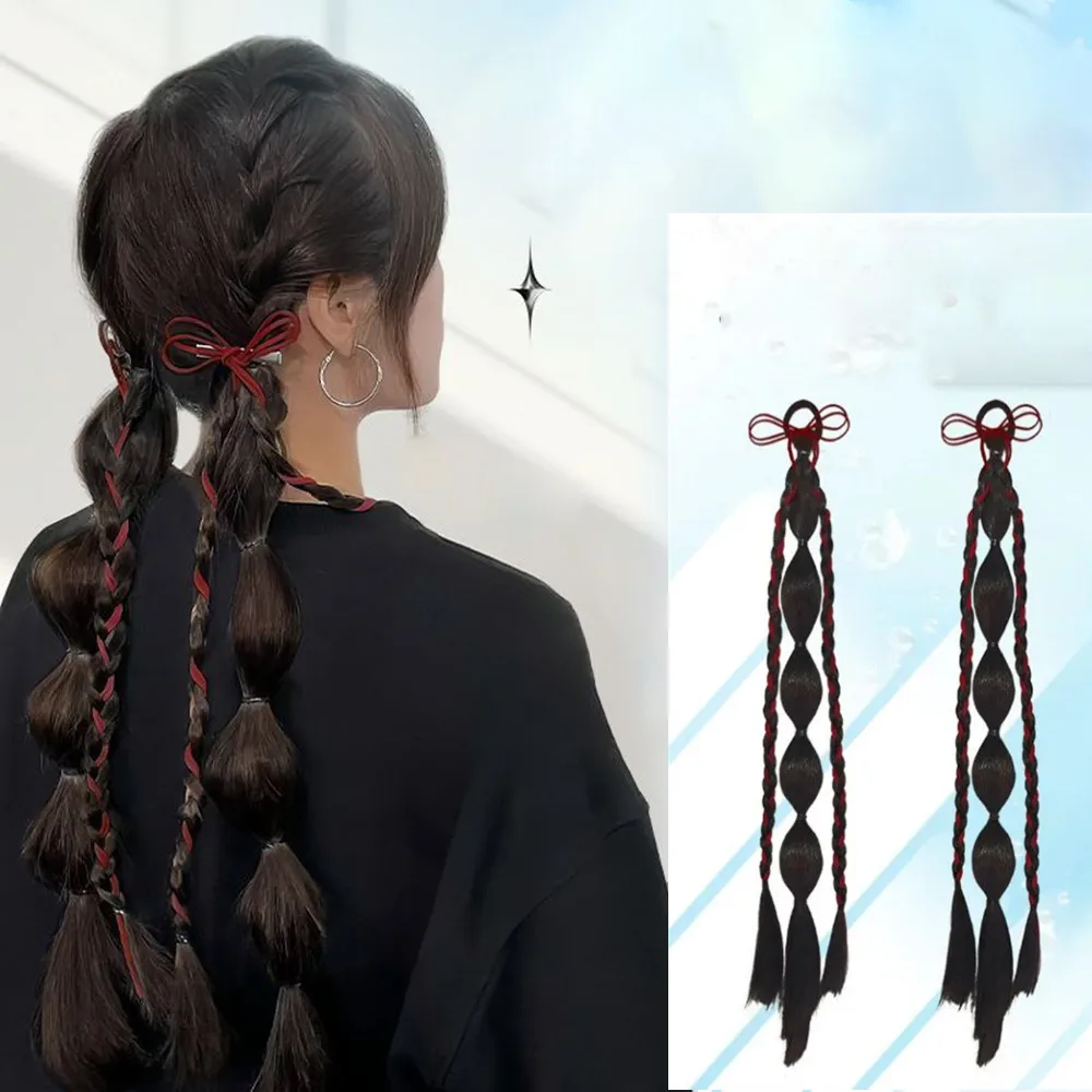 45CM Synthetic Wigs Y2K Hot Girl Lantern Bubble Twist Braids Wig Hair Rope Sweet Cool Double Ponytail Extension
45CM Synthetic Wigs Y2K Hot Girl Lantern Bubble Twist Braids Wig Hair Rope Sweet Cool Double Ponytail Extension
