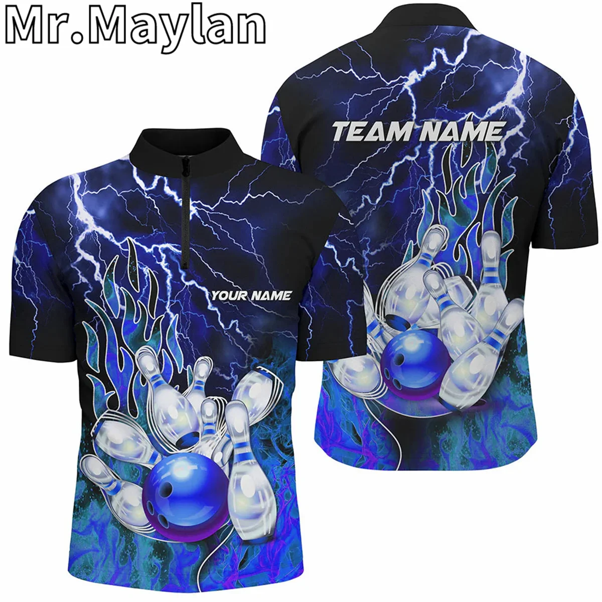 3D Bowling Quarter Zip Polo Shirt For Men And Women Custom Blue Lightning Thunder Bowling Team Jersey Gift for Bowling Lovers
3D Bowling Quarter Zip Polo Shirt For Men And Women Custom Blue Lightning Thunder Bowling Team Jersey Gift for Bowling Lovers