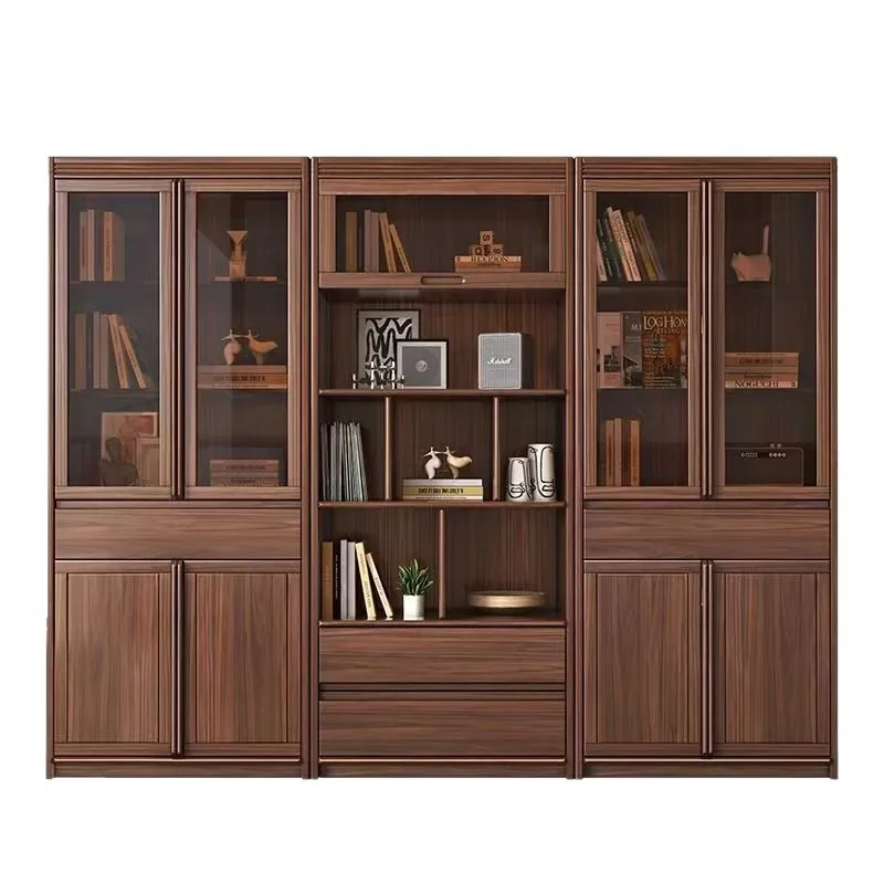 New Chinese-style bookcase Solid wood household walnut glass door bookshelf Floor-to-ceiling modern light luxury study
New Chinese-style bookcase Solid wood household walnut glass door bookshelf Floor-to-ceiling modern light luxury study