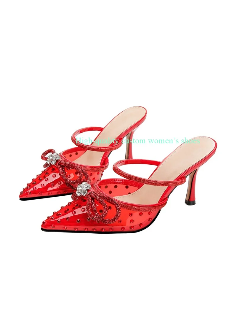 Pointed-Toe Transparent Style Rhinestone Decorative Purple Slippers Summer Bow Decorative Low-cut Sandals Banquet Style Luxury
Pointed-Toe Transparent Style Rhinestone Decorative Purple Slippers Summer Bow Decorative Low-cut Sandals Banquet Style Luxury