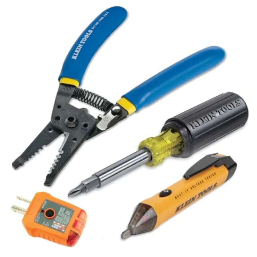 Klein Tools 80018P Tool Kit Made in USA Set with Wire Stripper Screwdriver Non-Contact Voltage Tester GFCI Outlet Tester Reside
Klein Tools 80018P Tool Kit Made in USA Set with Wire Stripper Screwdriver Non-Contact Voltage Tester GFCI Outlet Tester Reside