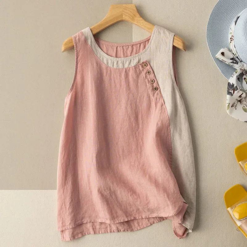Fashion O-Neck Spliced Loose Asymmetrical Blouse Women's Clothing Summer New Casual Pullovers Tops Sleeveless Korean Shirt D400
Fashion O-Neck Spliced Loose Asymmetrical Blouse Women's Clothing Summer New Casual Pullovers Tops Sleeveless Korean Shirt D400
