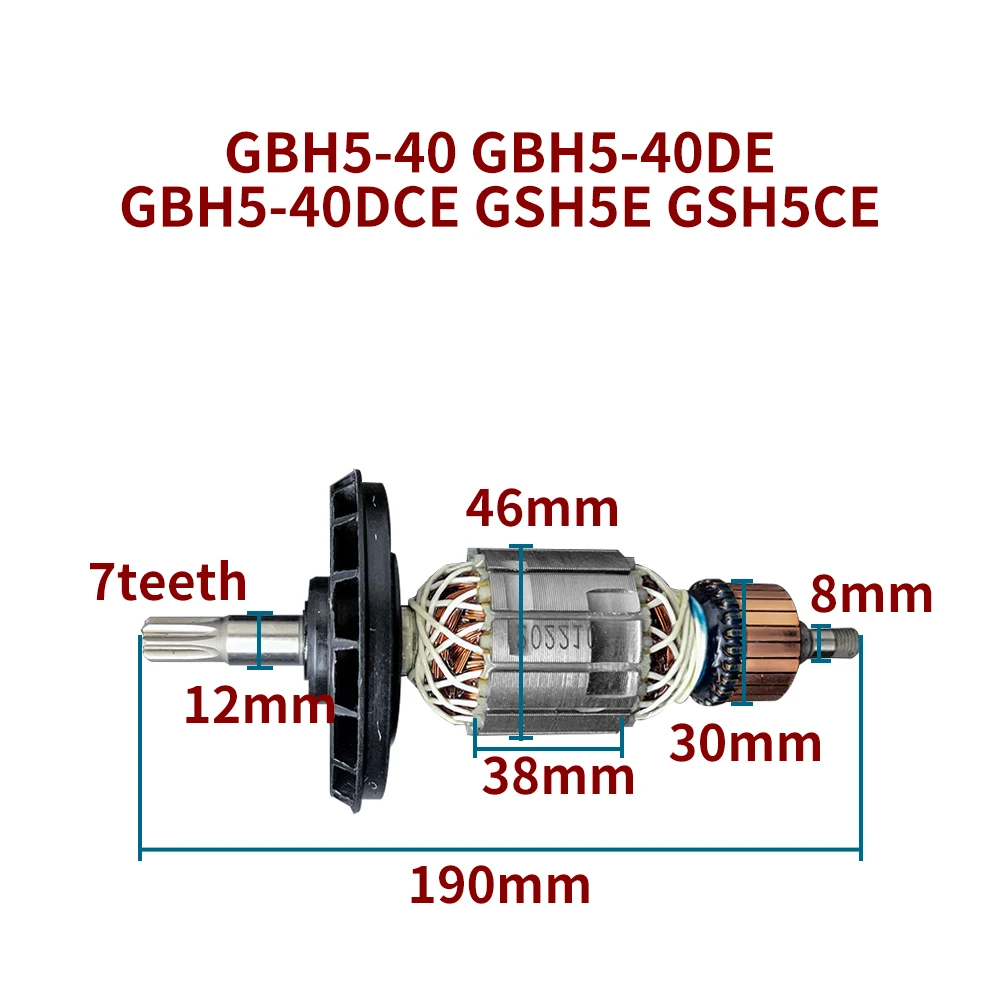 220-240V Armature for Bosch GBH5-40D GBH5-38X GBH5-38D GSH500 TSH5000PIUS Rotor Anchor Stator Coil Motor Hammer Accessories
220-240V Armature for Bosch GBH5-40D GBH5-38X GBH5-38D GSH500 TSH5000PIUS Rotor Anchor Stator Coil Motor Hammer Accessories