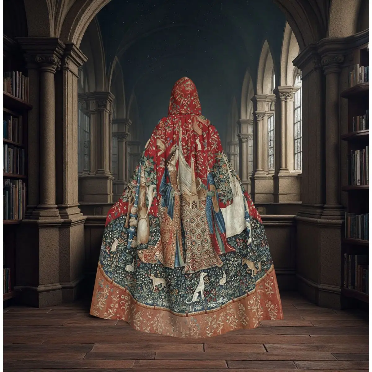 Lady And Unicorn Medieval Renaissance Long Hooded Cloak Witch Medieval Costume Cosplay Cape HalloweenCoat Adult Unisex
Lady And Unicorn Medieval Renaissance Long Hooded Cloak Witch Medieval Costume Cosplay Cape HalloweenCoat Adult Unisex