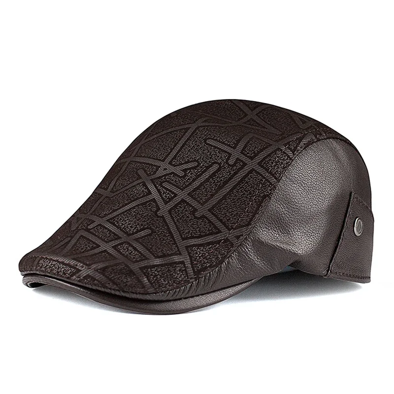 Men's Casual Leather Hat Winter Printing Berets Male Warm Duckbill Protection Cap 100% Genuine Leather Dad Hat Wholesale Leisure
Men's Casual Leather Hat Winter Printing Berets Male Warm Duckbill Protection Cap 100% Genuine Leather Dad Hat Wholesale Leisure