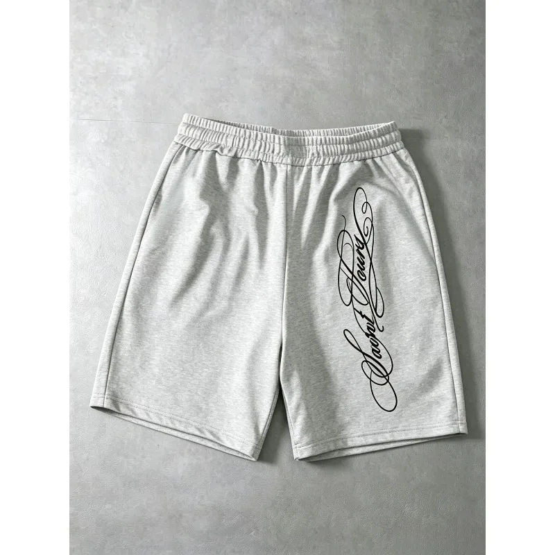 Men's casual shorts, elastic waistband shorts with pockets, retro printed slogans, streetwear style
Men's casual shorts, elastic waistband shorts with pockets, retro printed slogans, streetwear style