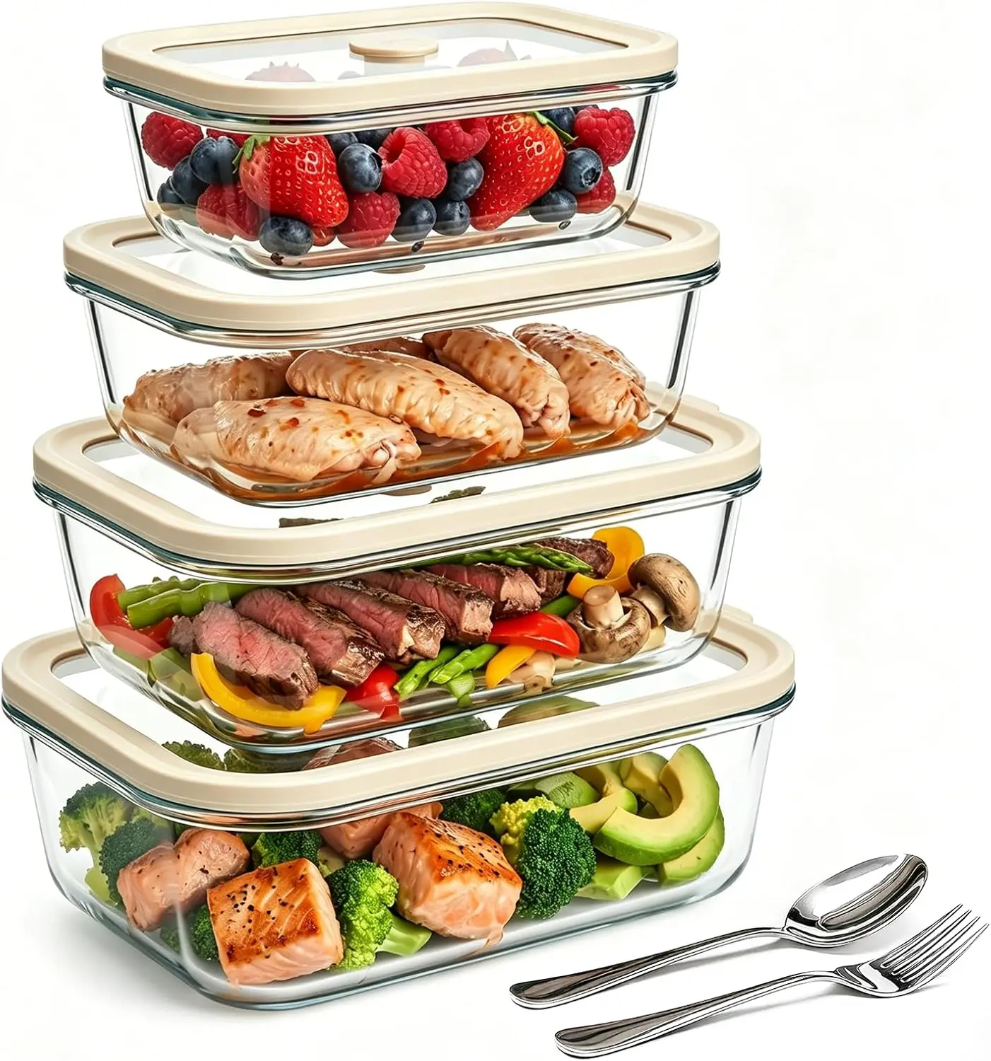 4 Pack Glass Meal Prep Containers with Glass Lids, Plastic-Free Glass Food Storage Containers, Multi-Size Glass Food Prep Conta
4 Pack Glass Meal Prep Containers with Glass Lids, Plastic-Free Glass Food Storage Containers, Multi-Size Glass Food Prep Conta
